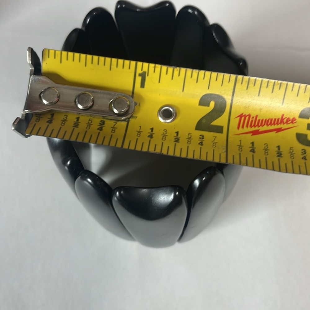 Vintage Stretch Statement Solid Black Bangle Brac… - image 4